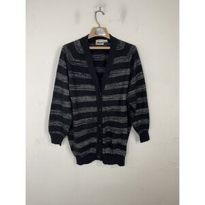 Moods by Krizia Women Cardigan Large Striped Emo Scene Goth Lambswool Angora VTG